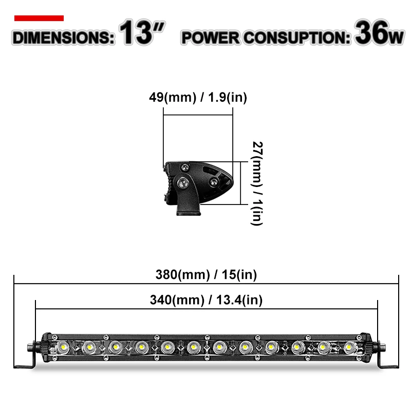 36 Вт 13 дюймов светодиодный светильник бар работы тонкий однорядные мини для УАЗ внедорожный ATV внедорожник 4WD мотоциклетные Автомобильные фары светильник s Противотуманные фары дневные фары 12V 24V - Цвет: 13 inch 36w spot