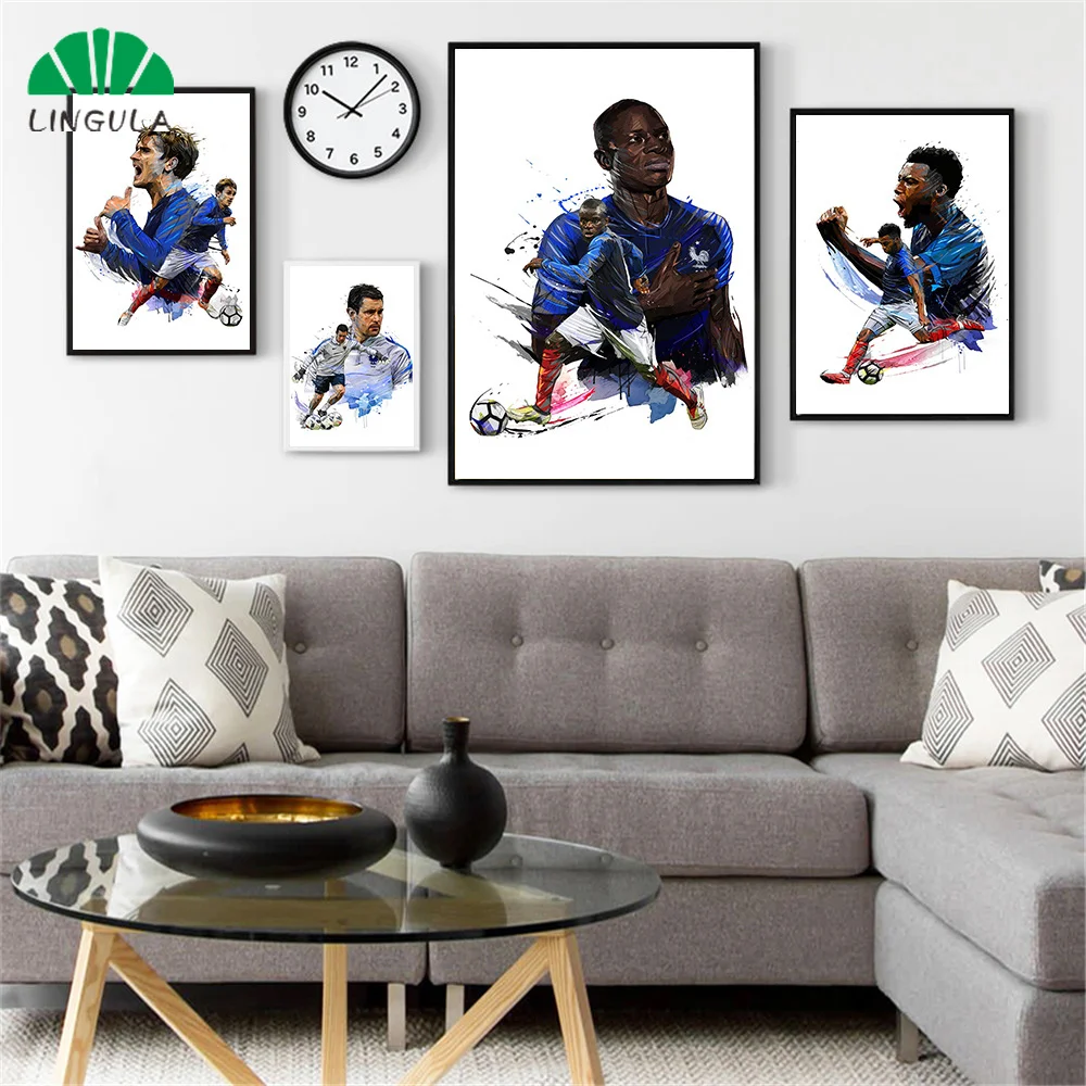 

Mbappe Poster Wall Art Footabll Star Kylian Mbappe N'Golo Griezmann Wall Pictures for Living Room Decoration Cuadros Decoracion