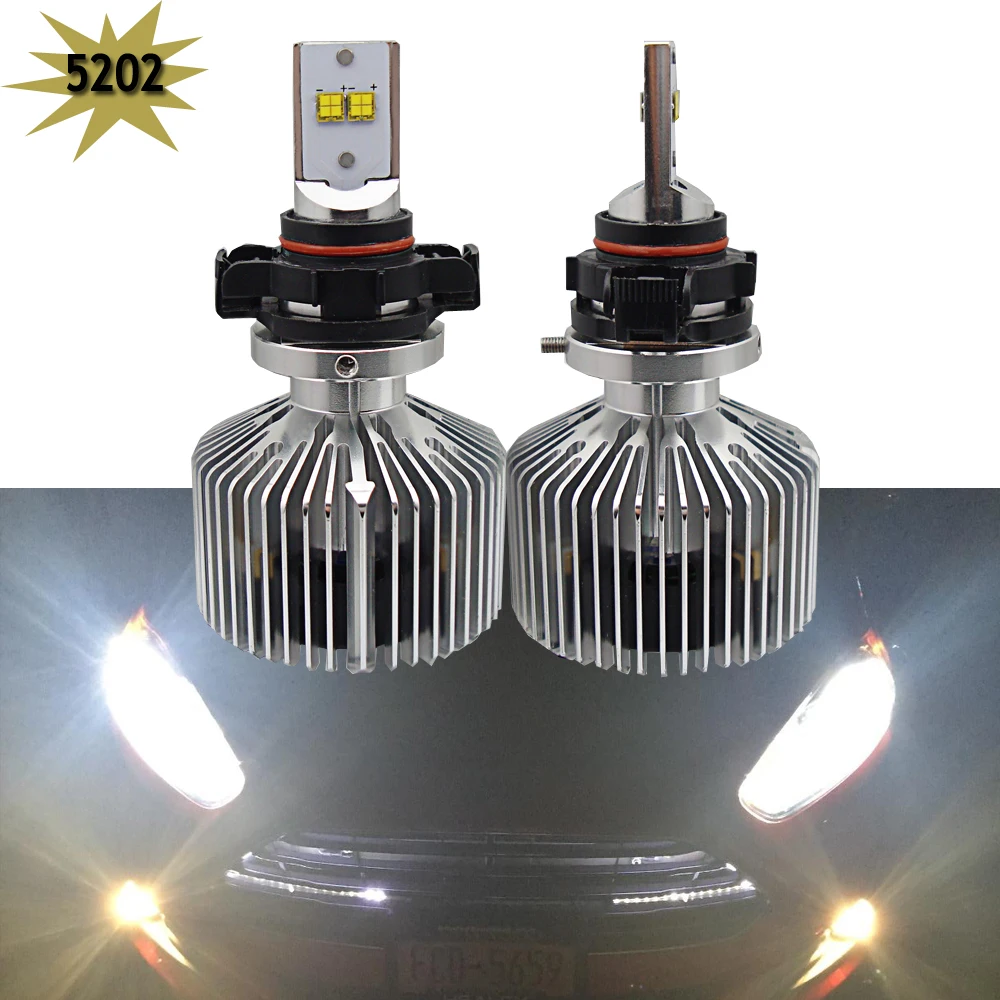 2x Super Bright 9000lm 5202 H16 EU Xenon White 6000K Car LED Headlight