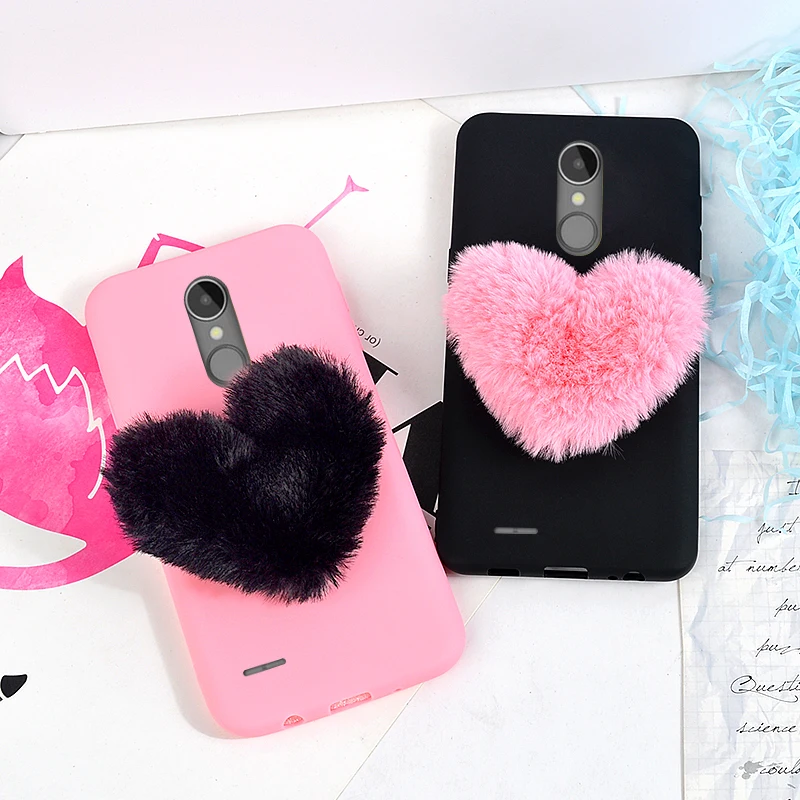 Phone Case for LG K8 2018 Cases for LG K4 K8 K10 2017 G6 G7 Q6 Q8 Aristo 2 V30 Back Cover Cute Furry Love Hearts Shell Girls