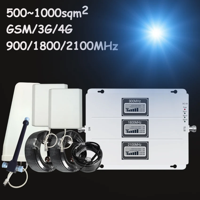 Трехдиапазонный ретранслятор сигнала Lintratek GSM 900 МГц UMTS 2100 LTE 1800 Усилитель