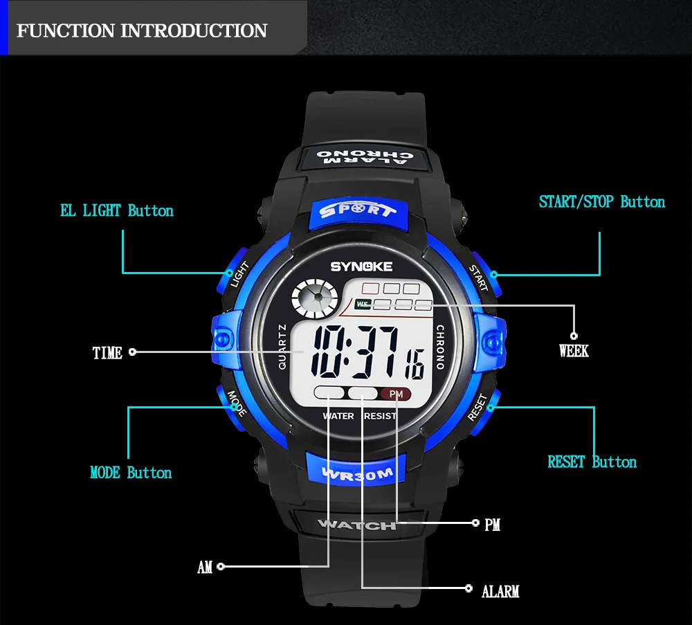 Synoke дети цифровые часы Дети Часы Обувь для девочек Обувь для мальчиков часы детские спортивные наручные часы для девочек и мальчиков