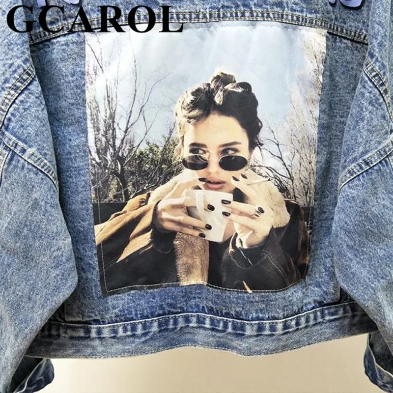 Женская джинсовая куртка GCAROL повседневная укороченная большого размера с