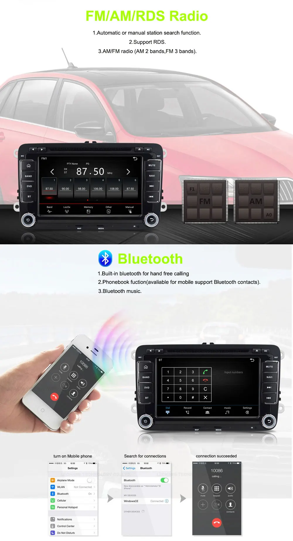 Clearance Quad Core 7 inch 1024*600 Android 6.0  Car DVD GPS Radio for VW Golf 5 6 Polo Passat Jetta Tiguan Touran Skoda Octavia Seat Wifi 10
