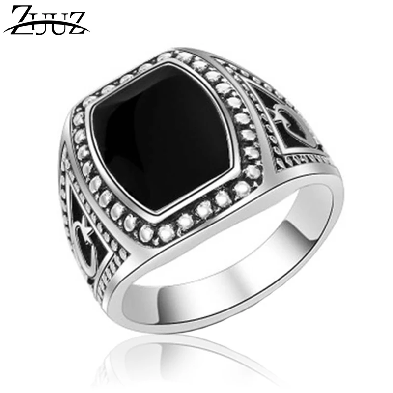 

ZUUZ islam muslim allah punk finger male bts silver signet vintage ring black stainless steel rings for men gothic mens fashion