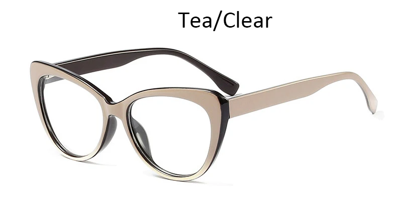 Новинка, модная женская оправа "кошачий глаз", женские черные оптические прозрачные очки, прозрачные линзы, очки, оптика, очки - Цвет оправы: Tea Clear