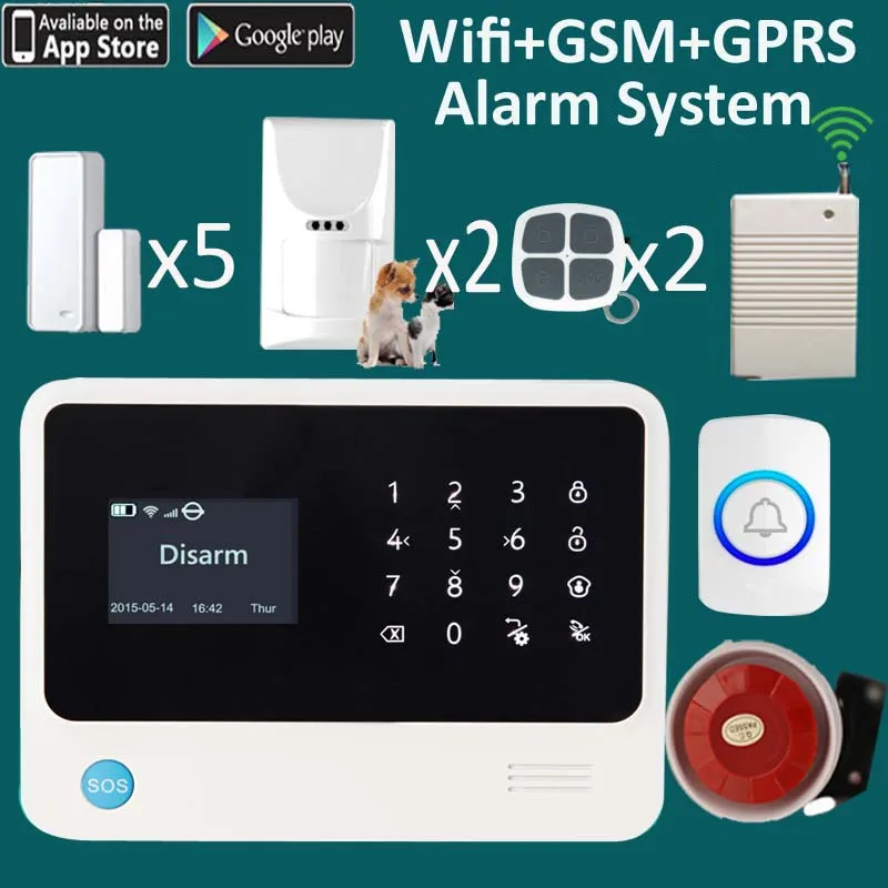 2018 home intruder security alarm G90B Plus wifi alarm system with signal repeater&door bell