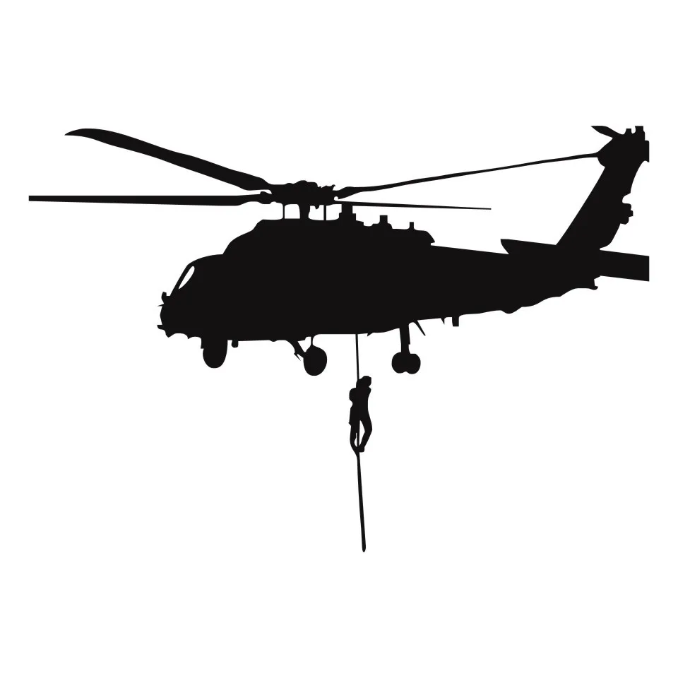 Cunymagos Helicopter Air Force Military Vinyl Car Sticker Decor Car Styling Fashion Car Sticker LaserBlackSilver 16.2cm11 (5)
