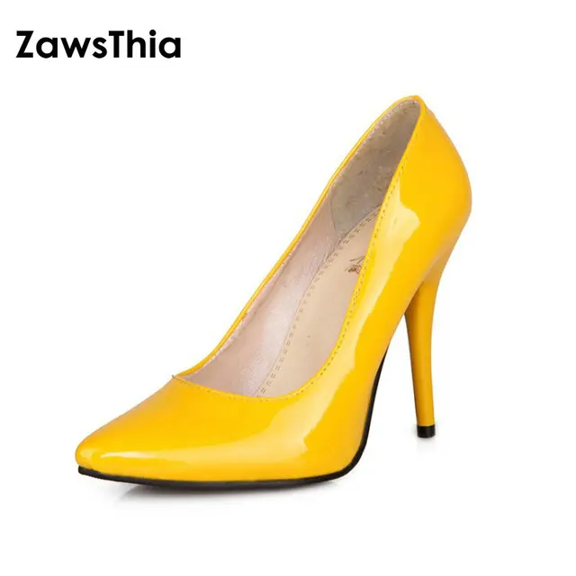 $US $18.90 ZawsThia patent PU leather woman thin high heels colorful yellow green stiletto office lady pumps w