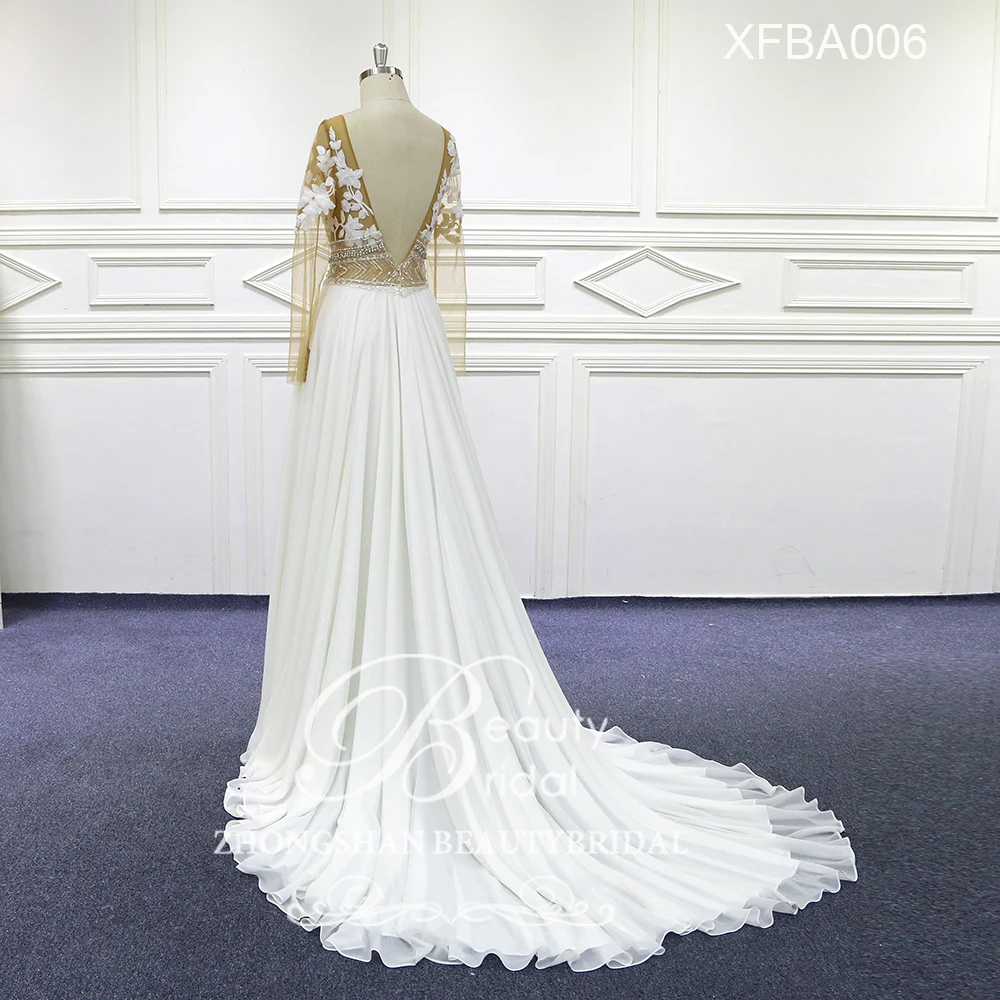 Красота Свадебные Горячая Распродажа с круглым вырезом Свадебные платья 2019 Бесплатная доставка сексуальное пляжное платье Тайвань
