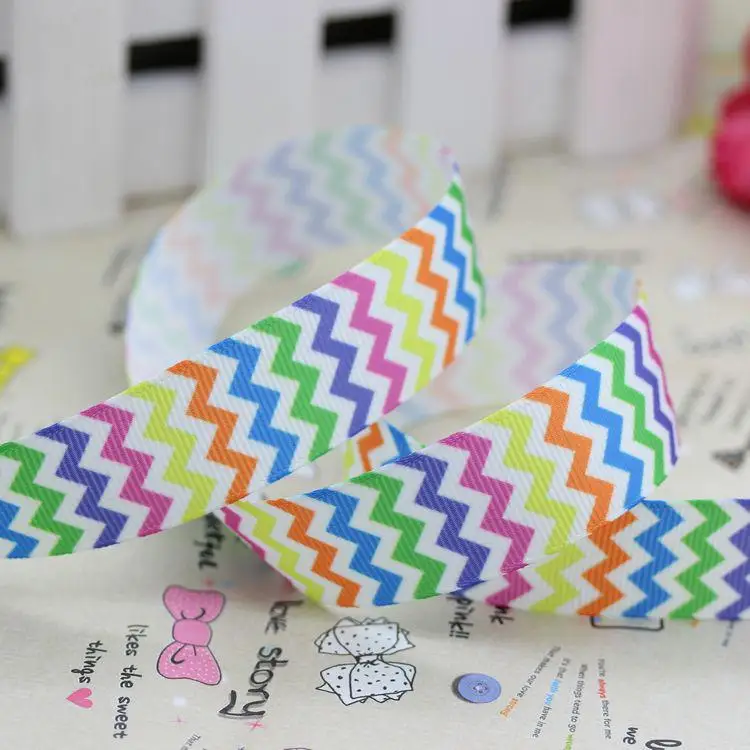 

22mm hairbow one direction children wholesale 7/8 Chevron printed ribbon Hairbow Party Decoration m hair bows custom accessories