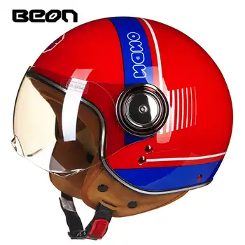 BEON motorcycle helmet Vintage scooter open face helmet Retro Riding Racing helmet ECE approved Italy flag moto Go kart casco