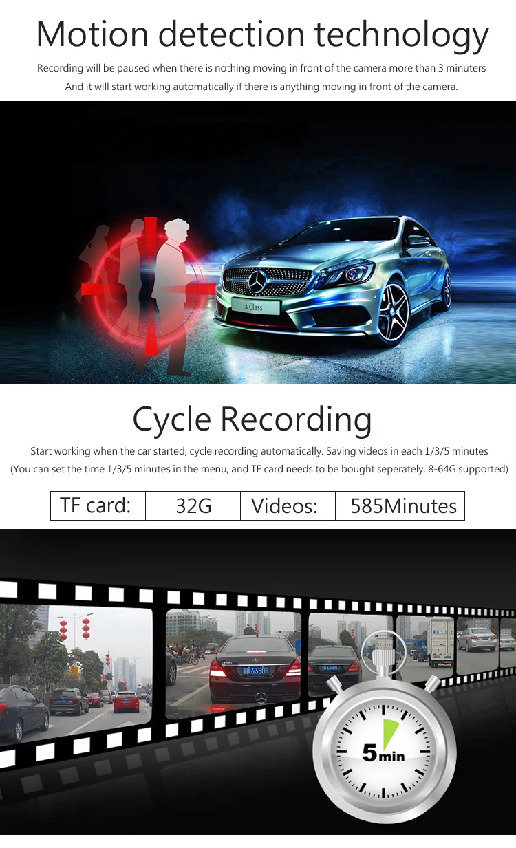 Car Front Dash Cam 1080P For BMW 7 Series 5 Series Cycle Recording Car Hidden DVR Built-in G-Sensor With Motion Detection 29