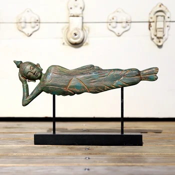 

Wood and resin, reclining Buddha, reclined Budda, Buddhism, Retro, do old, home decor, statue, buddhist figure, gifts