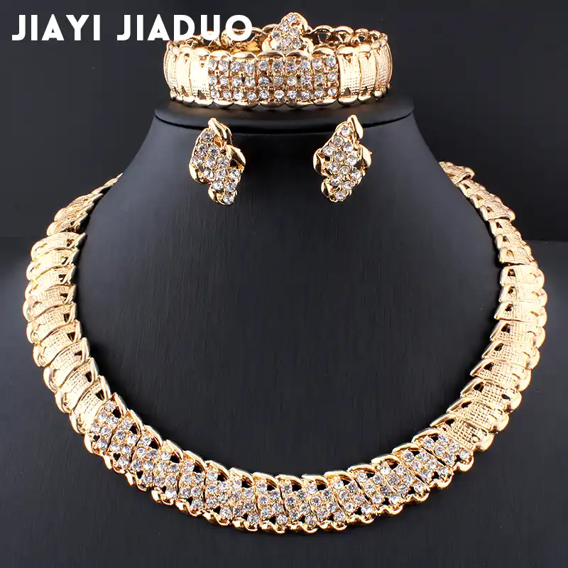 Liffly New Dubai Gold Jewelry Sets for Women Indian Jewelry African