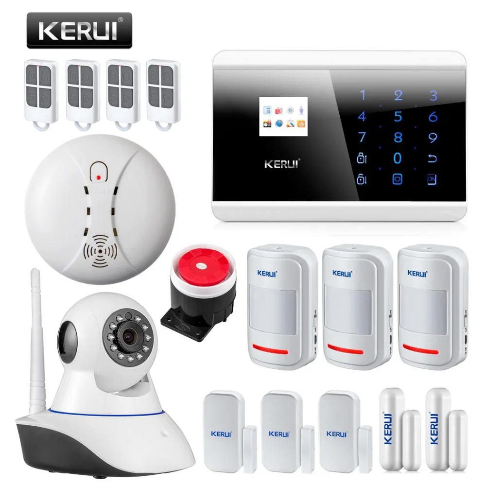 KERUI Quad Band Touch Keypad TFT Display Wireless GSM PSTN House Security Voice Burglar Alarm IOS Android APP Remote control ARM