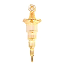 Golden atmosphere living room spiral staircase crystal lamps hotel duplex building villa staircase lamp chandeliers lighting staircase long chandelier modern minimalist solid wood villa entrance atmosphere nordic living room creative bar duplex building