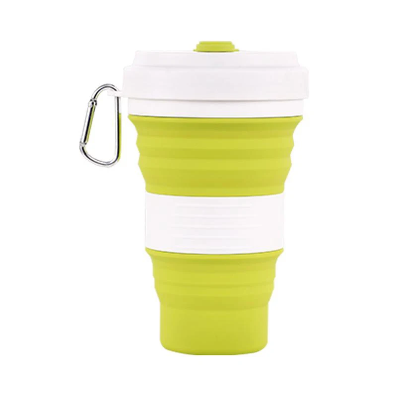 550 мл Складная кофейная чашка портативный спортивный компрессионный открытый выдвижной чайник анти-обжиг - Color: Light Green