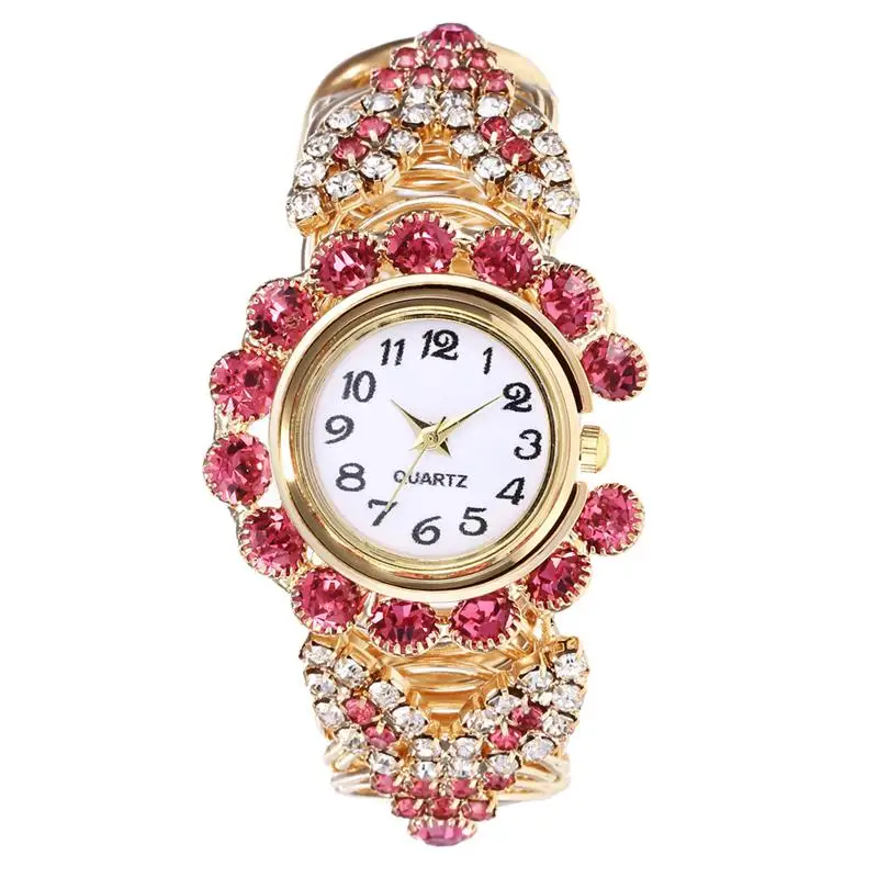 Модные женские часы-браслет роскошные бриллиантовые кварцевые наручные часы из нержавеющей стали летние Golod Bangel Designwatches Reloj Mujer - Цвет: Pink