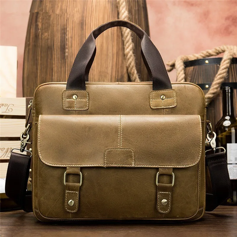 

New High Quality Travel Office Handbag For Man Cow Leather Briefcase Large Capacity Laptop Business Messenger Shoulder Bag