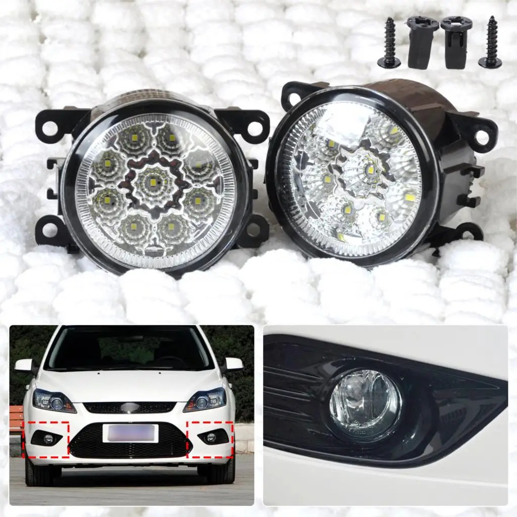 

CITALL 2pcs Round Front Right & Left Fog Lamp DRL Daytime Running Driving Lights For Ford Focus Acura TSX Honda Subaru Nissan