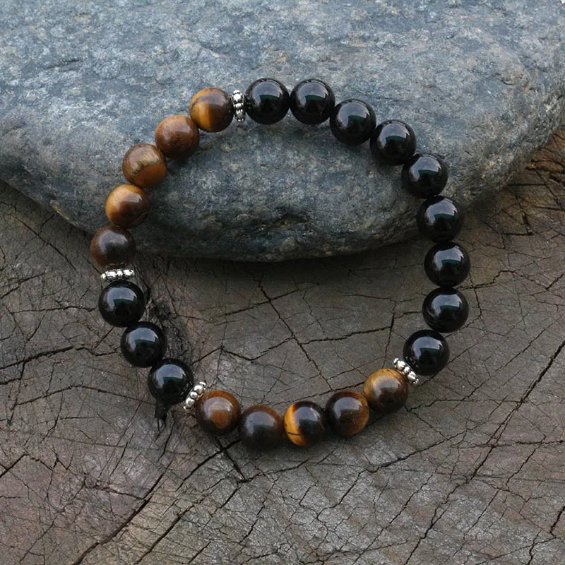 8mm Tigers Eye, Hematite, JapaMala Necklace, Namaste Yoga Jewelry, Chakra Stones Mala, Buddhist Mala Prayer Bead, 108 Mala Beads