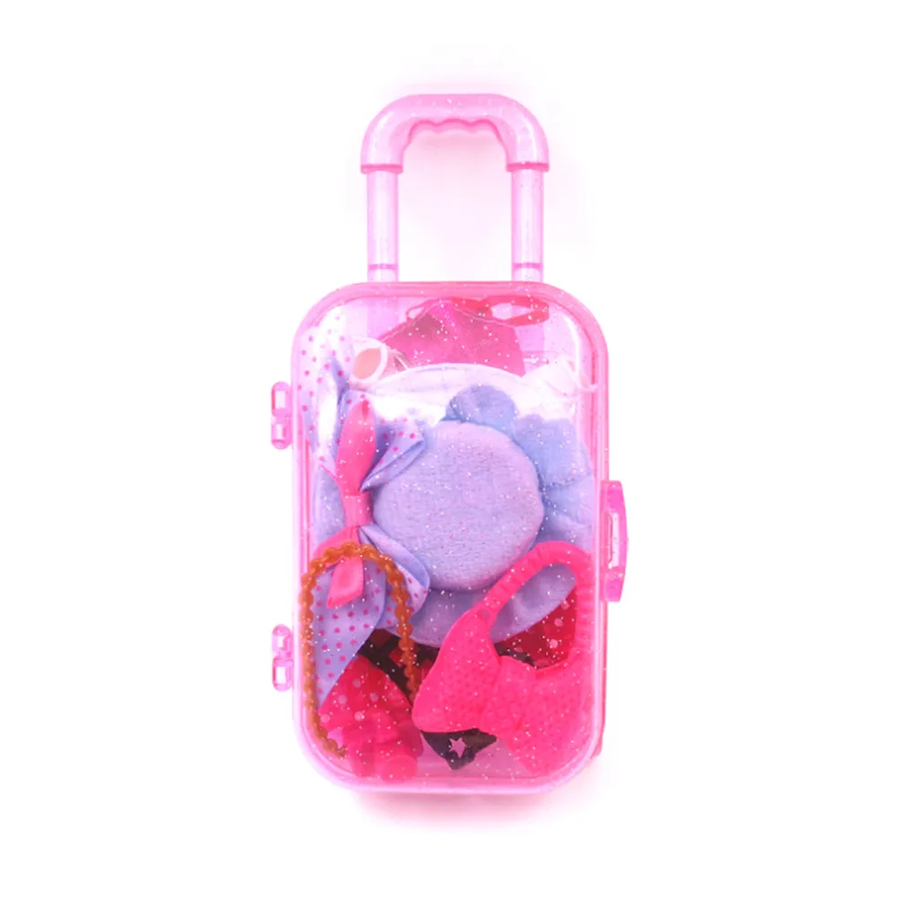 Plastic Furniture Kids Toys Play House 3D Travel Train Suitcase Luggage