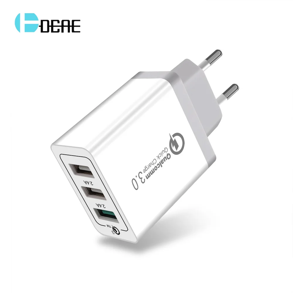 

DCAE 3 USB Charger Quick Charger 30W QC3.0 Mobile Phone Fast Charging EU US Travel Wall Charger For iPhone X 8 7 6 Xiaomi Huawei