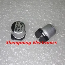 100 шт. 35В 100 мкФ SMD 6x7 мм чип Алюминий электролитический конденсатор с алюминиевой крышкой, 6*7
