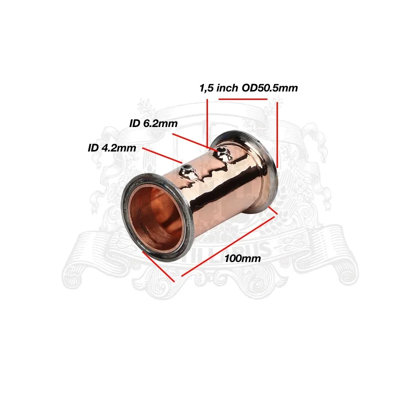 

Copper Tri-Clamp Pipe, Spool 1.5"(38mm)OD51, length 100 mm (4") with thermo sleeves 4,2mm and 6,2mm