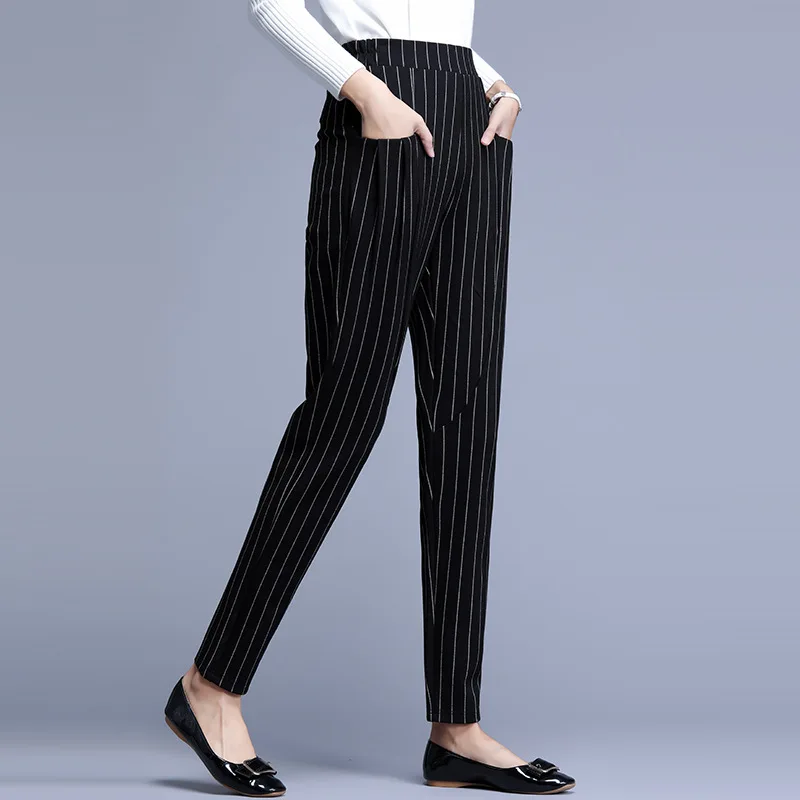 

Haroun pants female 2019 new show thin stripe trousers loose little banana big yards