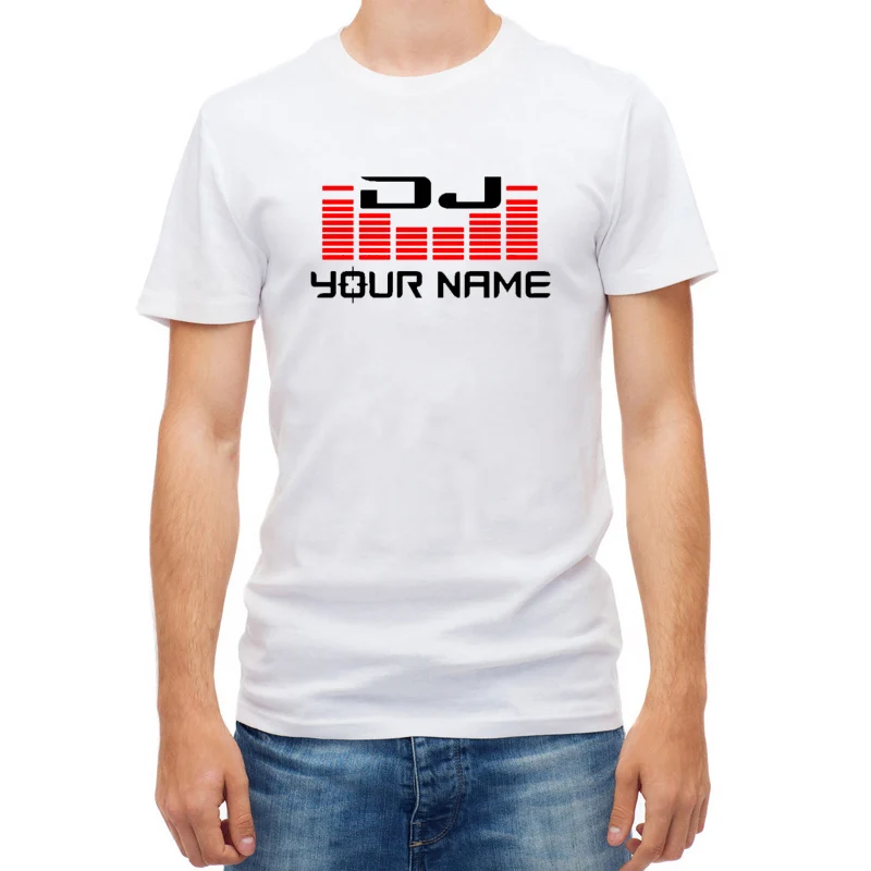 DJ ваше имя Для мужчин белая футболка с принтом Camiseta Hombre хип-хоп мода хлопок