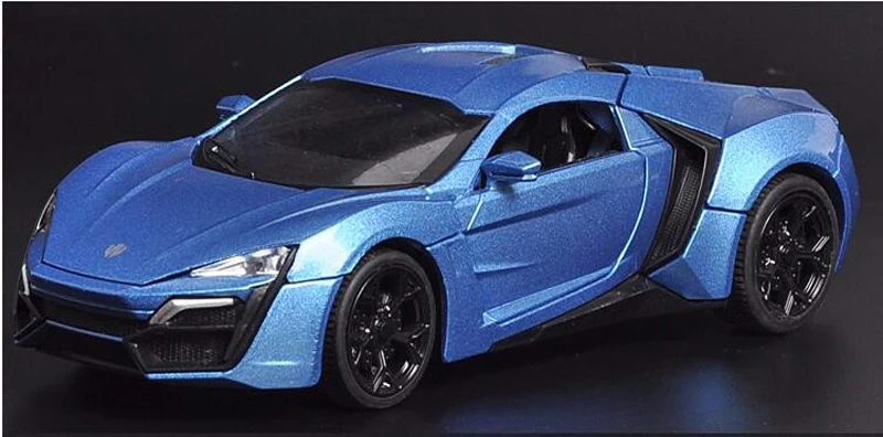 1/32 масштабная литая под давлением Модель автомобиля игрушки синий Lykan Hypersport модель автомобиля с светильник и звуком коллекции подарков