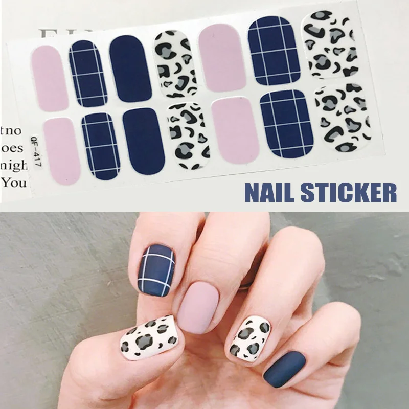 

7 Pair Leopard Solid Color Nail Stickers Waterproof Durable Stickers Decals Set Nail Stickers NShopping