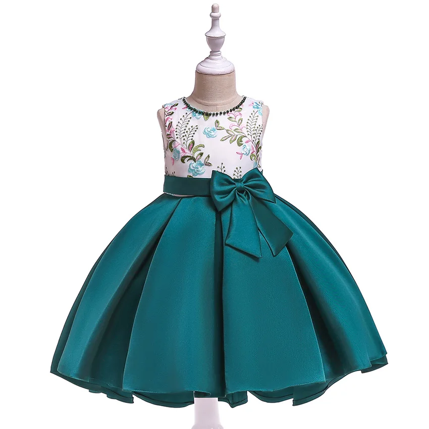 

Cute Bow 2019 Children Dress Elegent Beaded Flower Girls Princess Tutu Party Dress for Baby New Year Christmas Clothing 2-10Y