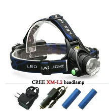 cree headlight led headlamp xm l t6 xm-l2 waterproof zoom head lamp 18650 rechargeable battery flashlight head torch Lights