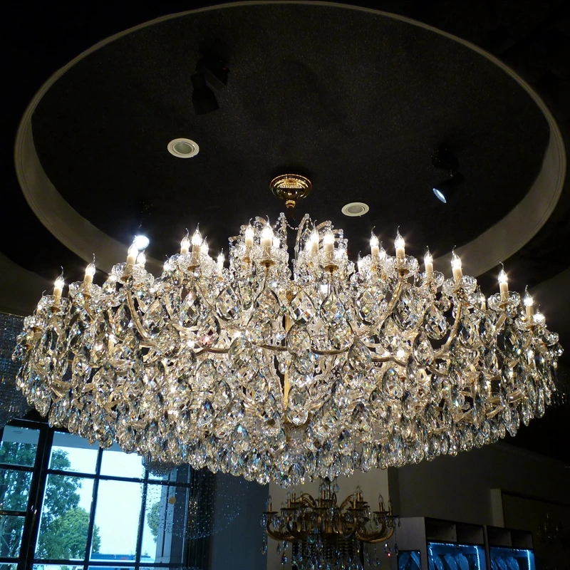 

European crystal large chandelier luxury living room restaurant villa double staircase hotel lobby club hanging lamps