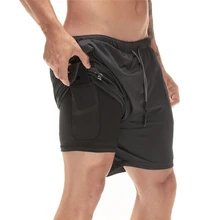 Новые двухслойные шорты для мужчин, летние быстросохнущие дышащие шорты для бега, спортивные шорты для тренировок, фитнеса, камуфляжные шорты