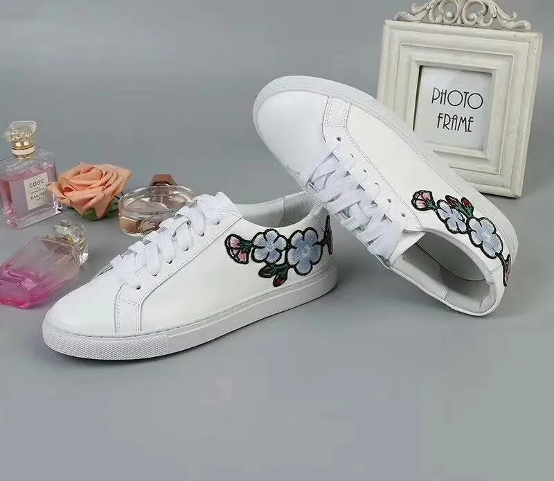 Show As Plate Sneakers Fleurs Lacets Plat Plaid Tenis Femmes Véritable Talon Broderie Show forme Cuir Casual Paresseux À Mocassins Chaussures as 2018 Feminino Hq67xRv