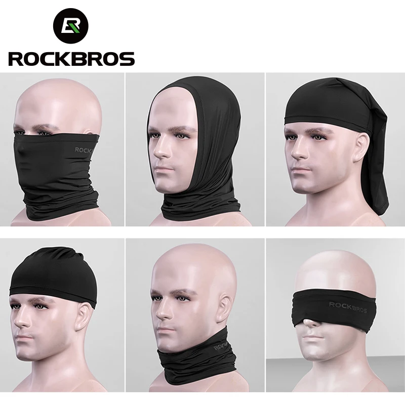 ROCKBROS Cycing полумаска для лица ледяной шелк Солнцезащитная впитывающая пот маска дышащая Бандана шейный шарф Беговая рыболовная летняя маска