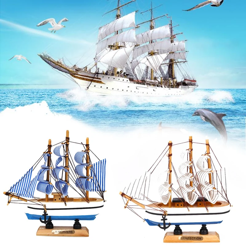 

Classics Wooden Sailing SailBoat Model Ornaments Decoration Antique Gift