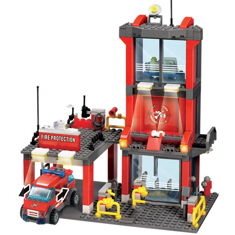 

Fire Police Station Building Blocks Sets Fire Fighting Educational Toys Compatible Legoed City Bricks Toy For Children