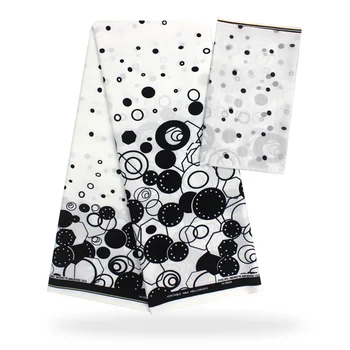 

White Black Satin Fabric soft Silk Ankara Print Style Fashion New African Lace Chiffon textile for Sewing dress 4+2yard YXS-46