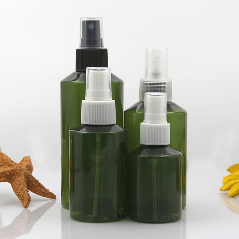 10pcs 50ml 100ml 150ml 200ml Plastic Dark Green Empty PET Spray Bottles with 3 Colors Sprayer Light Avoiding Mist Bottle Travel-1