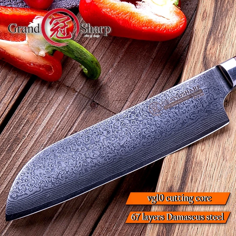 Нож шеф-повара Santoku японские Дамасские кухонные ножи vg10 Дамасские кухонные инструменты из нержавеющей стали Кливер мясной овощной нож