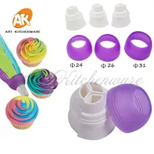 3 шт., насадка для обледенения, конвертер, трехцветный Соединительный прибор для кондитерского крема, Кондитерские насадки, адаптер, чашка, украшения торта, набор инструментов для выпечки