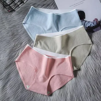 

Maidy 3 Pieces/Pack Women's Pants Cotton Briefs Sexy Brief Low Waist Stripe Panty Antibacterial Panties Female Underwear M-L-XL