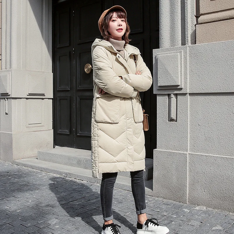 2018 Sand Moyen D'hiver Rembourré Solide Coréenne Style Longueur golden bean Manteau Femme Couleur black Épais Femmes A372 rice Le Green White Bean Parka Vêtements Bas Vers Coton PwaOPR8nA