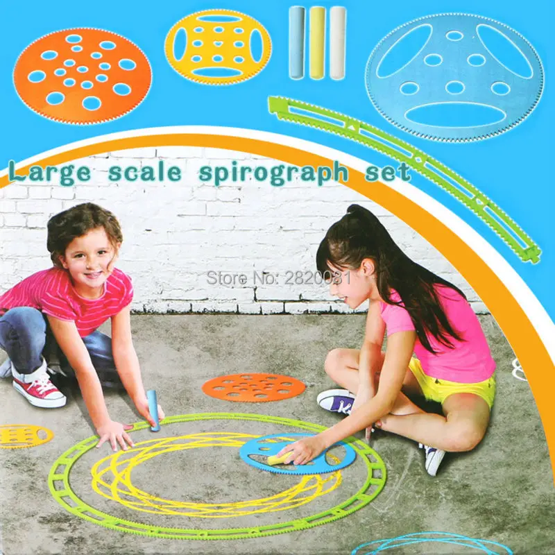 NEW large scale spirograph set outdoor indoor large drawing font b toy b font 9 stencils