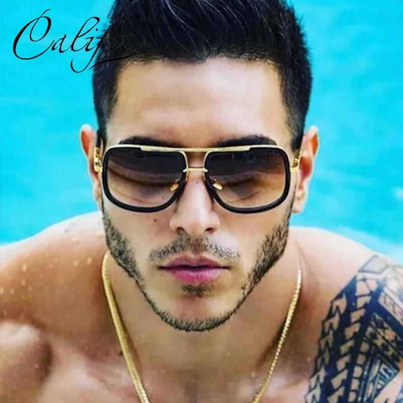 

CALIFIT New Sunglasses Men Original Brand Glasses Male vintage sun glasses UV400 Shades Retro Eyewear Fashion Coating Points sun